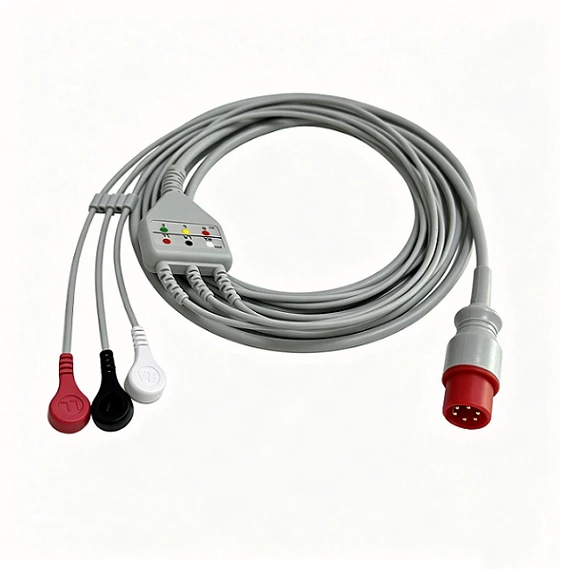 M&B Compatible 6-Pin 3-Lead Reusable Snap ECG Cable