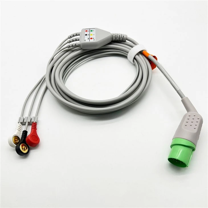 Nihon Kohden Compatible 11-Pin 3-Lead Reusable ECG/EKG Lead Wire factory