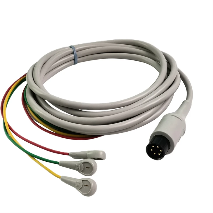 Cavo ECG/EKG riutilizzabile a 3 derivazioni a 6 pin compatibile Nihon Kohden BJ-753P